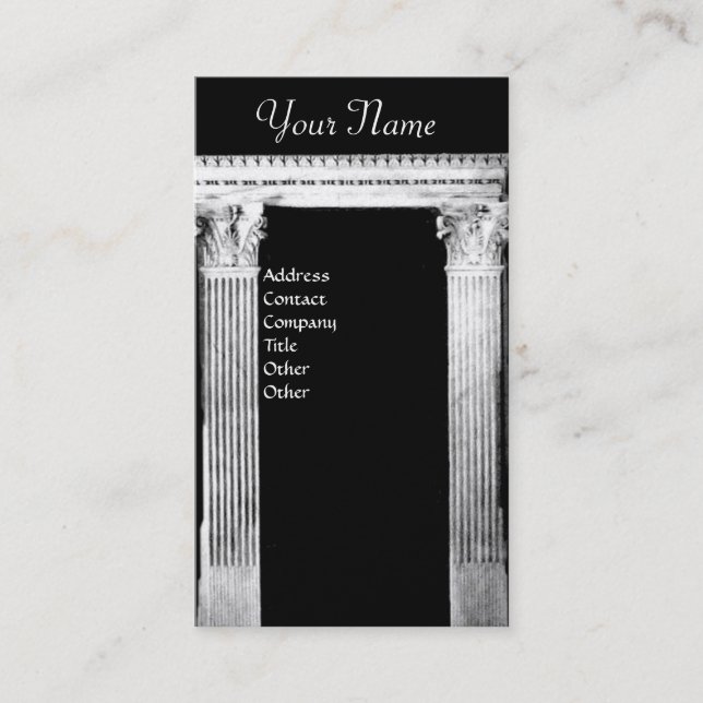 RENAISSANCE GATE Classic Architecture Black White Business Card (Front)