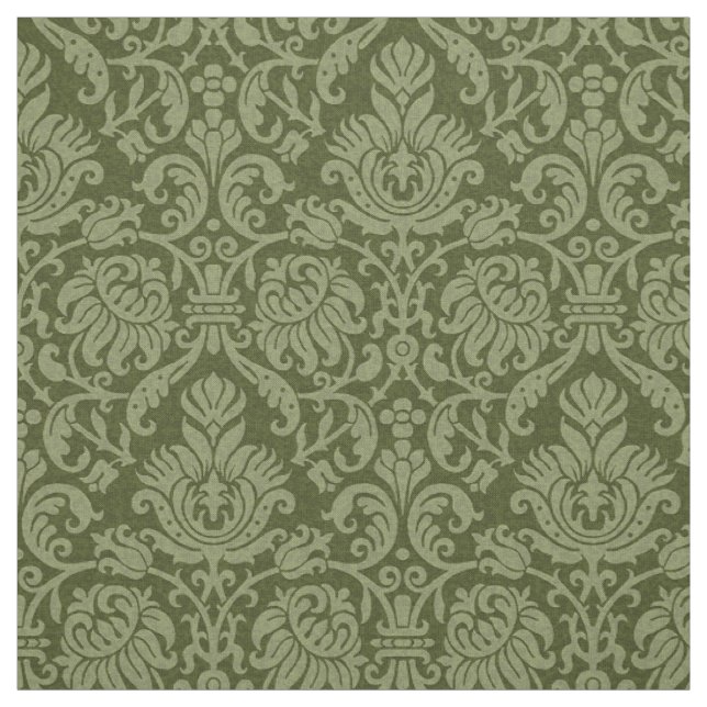 Renaissance Genoese Damask, Olive Green Fabric (Swatch)