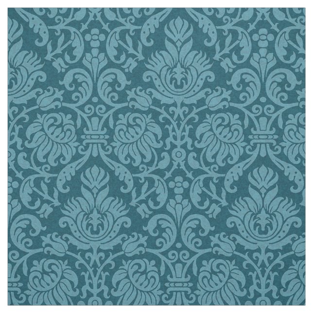 Renaissance Genoese Damask, Peacock Blue Fabric (Swatch)