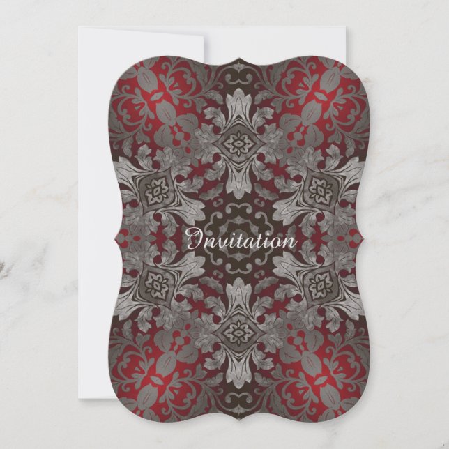 renaissance gothic metallic red and black mandala invitation (Front)