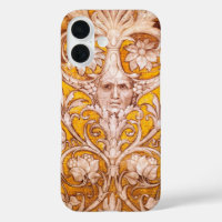 RENAISSANCE GROTESQUE FACE WITH GOLD WHITE FLORAL