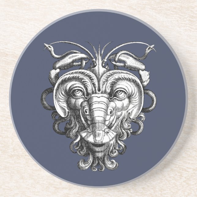 Renaissance Grotesque Gargoyle Face Lobster Man Coaster (Front)