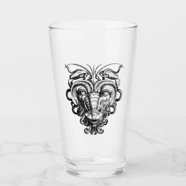 Renaissance Grotesque Gargoyle Face Lobster Man Glass (Front)