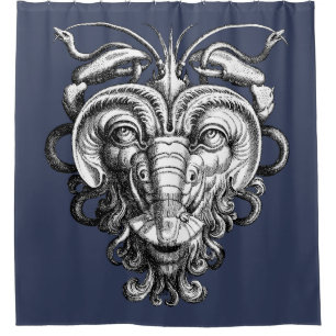 Renaissance Grotesque Gargoyle Face Lobster Man Shower Curtain