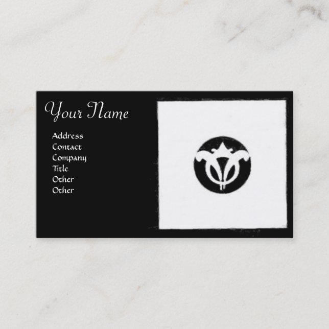 RENAISSANCE HARMONY Black White Geometric Floral Business Card (Front)