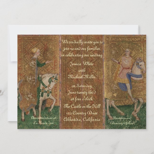 Renaissance Lady and Knight Wedding Invitation (Front)