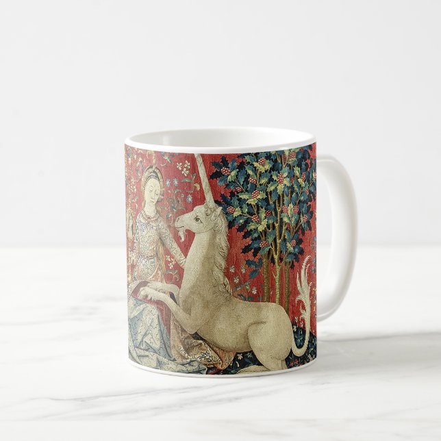 Renaissance Lady and Unicorn (Sight) Coffee Mug (Front Right)