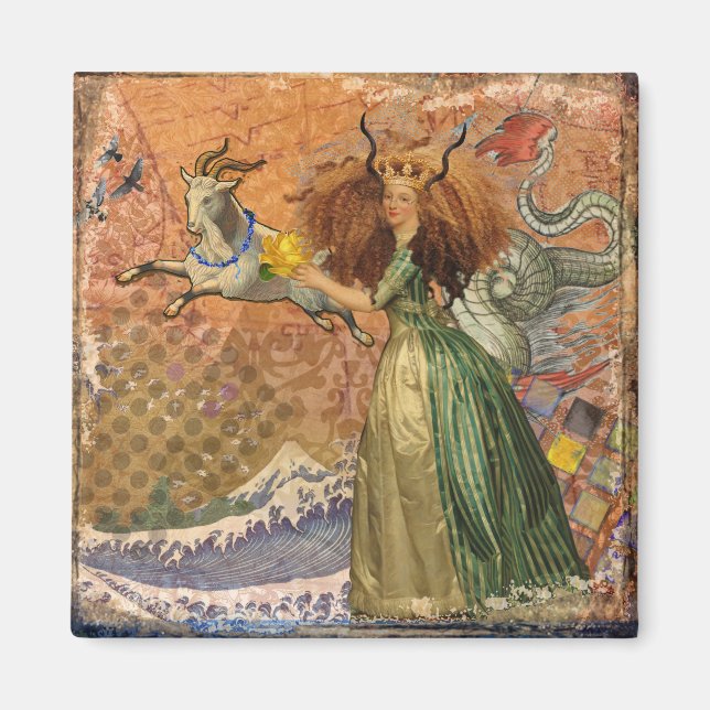 Renaissance Lady Capricorn Fantasy Vintage Zodiac Magnet (Front)