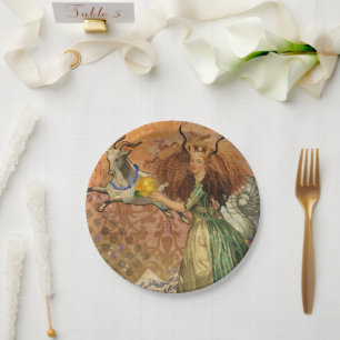 Renaissance Lady Capricorn Fantasy Vintage Zodiac Paper Plate