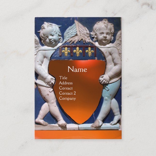 RENAISSANCE LITTLE ANGELS MONOGRAM Orange Agate Business Card (Front)