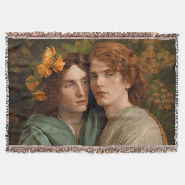 Renaissance Male Couple Throw Blanket (Front)