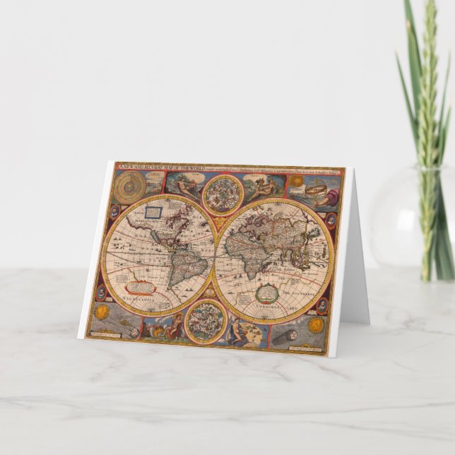 Renaissance Map of the World Card (Front)