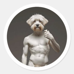 Renaissance Marble Sculpture Maltese Classic Round Sticker