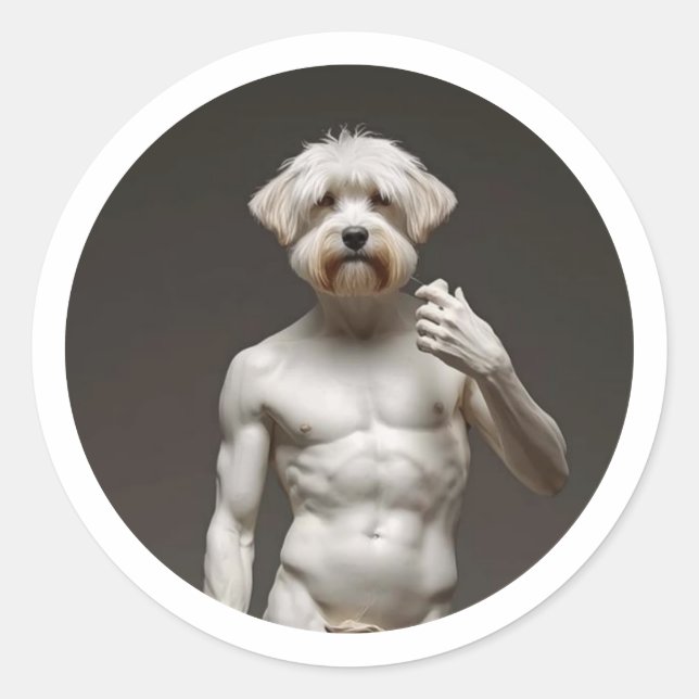 Renaissance Marble Sculpture Maltese Classic Round Sticker (Front)
