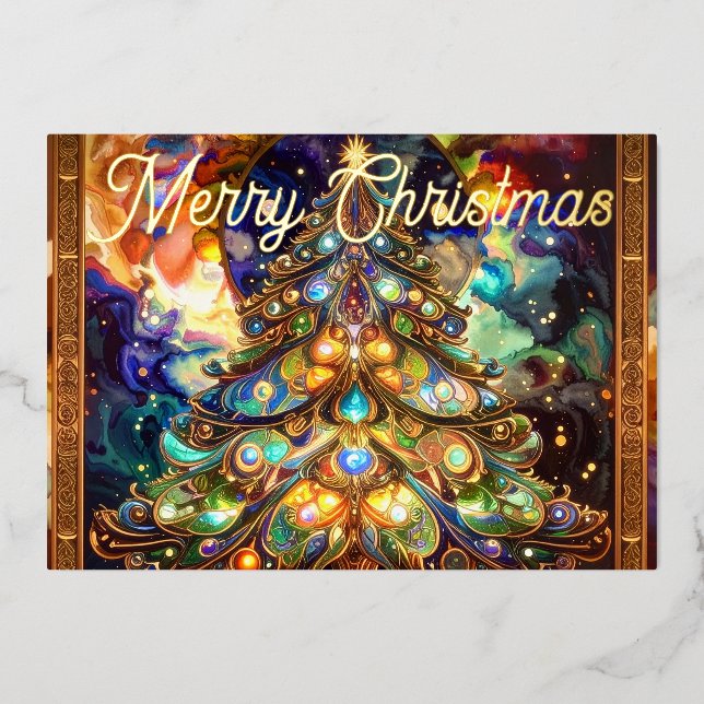 Renaissance Merry Christmas Tree Gold Foil (Front)