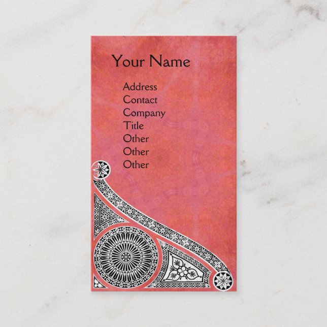 RENAISSANCE Monogram 1 bright antique  pink Business Card (Front)