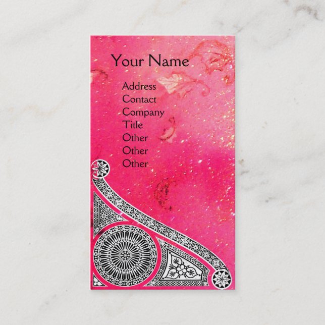 RENAISSANCE Monogram 1 bright pink sparkle Business Card (Front)