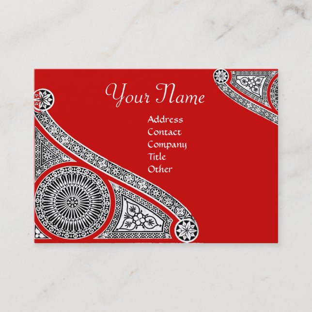 RENAISSANCE MONOGRAM 2 red Business Card (Front)