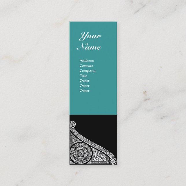 RENAISSANCE MONOGRAM 3 blue green Mini Business Card (Front)