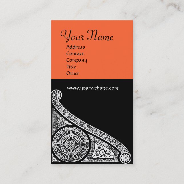 RENAISSANCE MONOGRAM 3 orange yellow Business Card (Front)