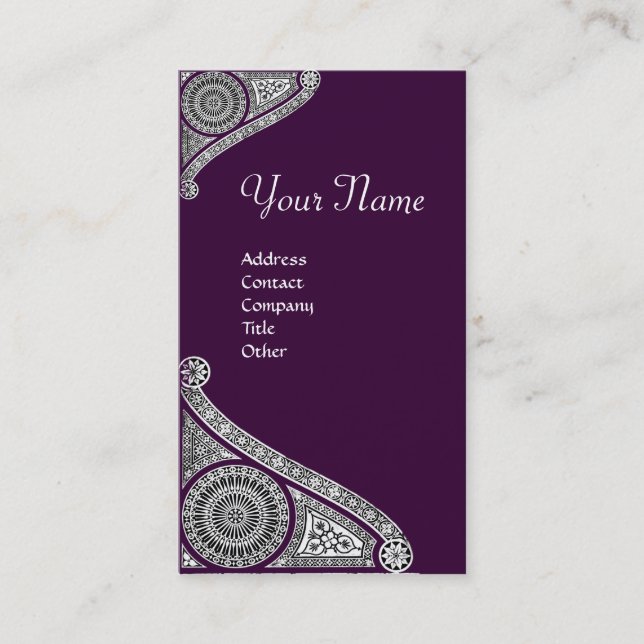 RENAISSANCE MONOGRAM 4 dark purple Business Card (Front)