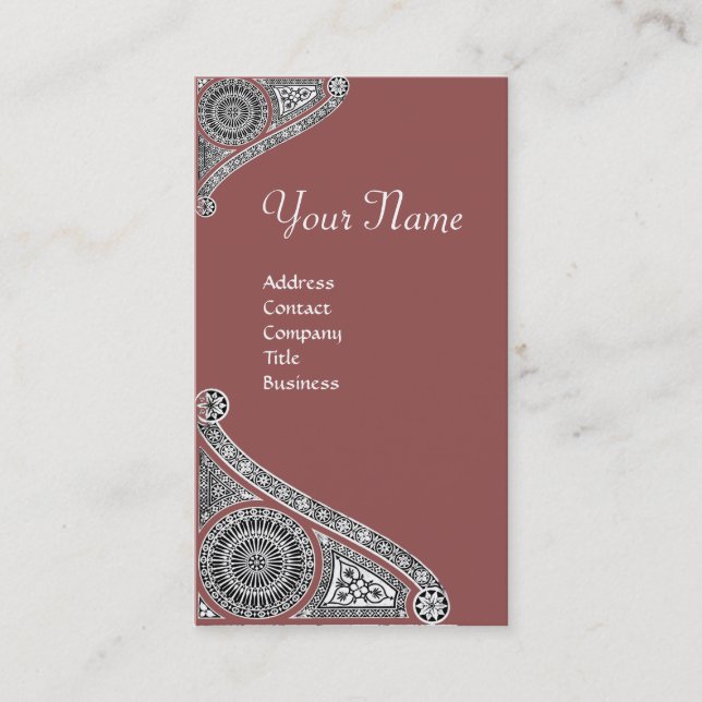RENAISSANCE MONOGRAM 4 Marsala Red Business Card (Front)