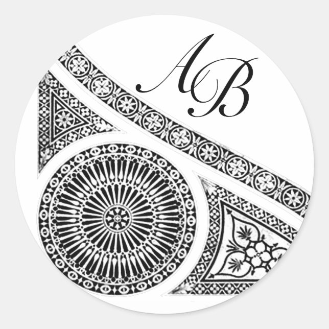 RENAISSANCE MONOGRAM CLASSIC ROUND STICKER (Front)