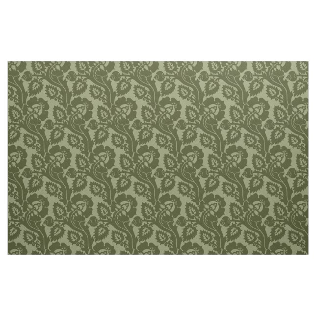 Renaissance Oblique Floral, Olive Green Fabric (Yard)