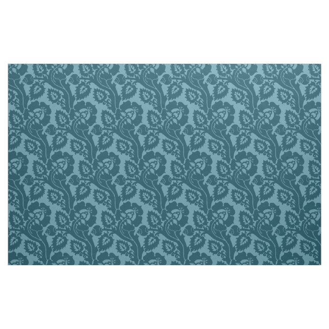 Renaissance Oblique Floral, Peacock Blue Fabric (Yard)