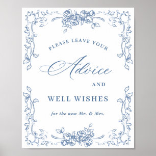 Renaissance Ornate Dusty Blue Advice & Wishes Poster