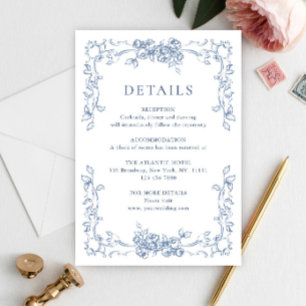 Renaissance Ornate Dusty Blue Wedding Details Enclosure Card