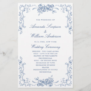 Renaissance Ornate Dusty  Wedding Ceremony Program