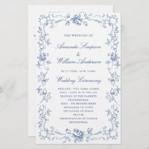 Renaissance Ornate Dusty  Wedding Ceremony Program