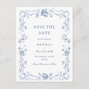 Renaissance Ornate Floral Wedding Save the Date Postcard