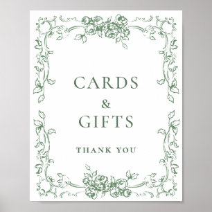 Renaissance Ornate Sage Green Cards and Gifts Poster