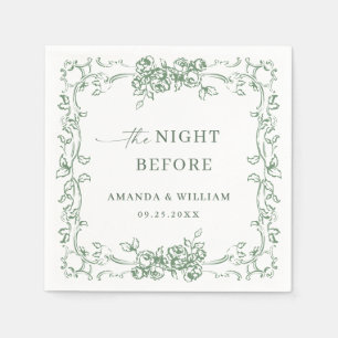 Renaissance Ornate Sage Green Rehearsal Dinner Napkin