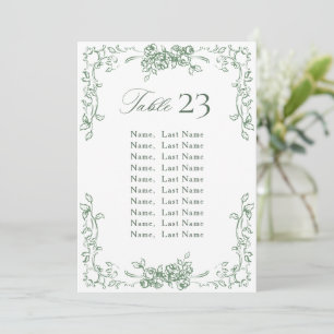 Renaissance Ornate Sage Green Seating Chart Card