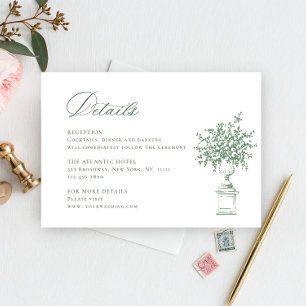 Renaissance Ornate Sage Green Wedding Details Enclosure Card