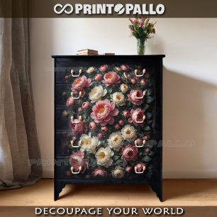 Renaissance painting carpet of peony flowers tissue paper
