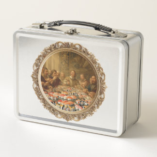 Renaissance Painting Parody Man Eating Sushi Metal Lunch Box