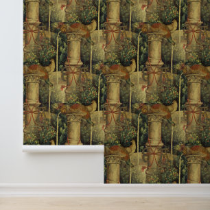 Renaissance Pheasant in Fountain 15th century Wallpaper