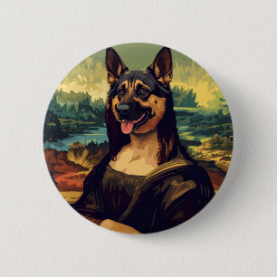 Renaissance Portrait–Inspired German Shepherd Art 6 Cm Round Badge