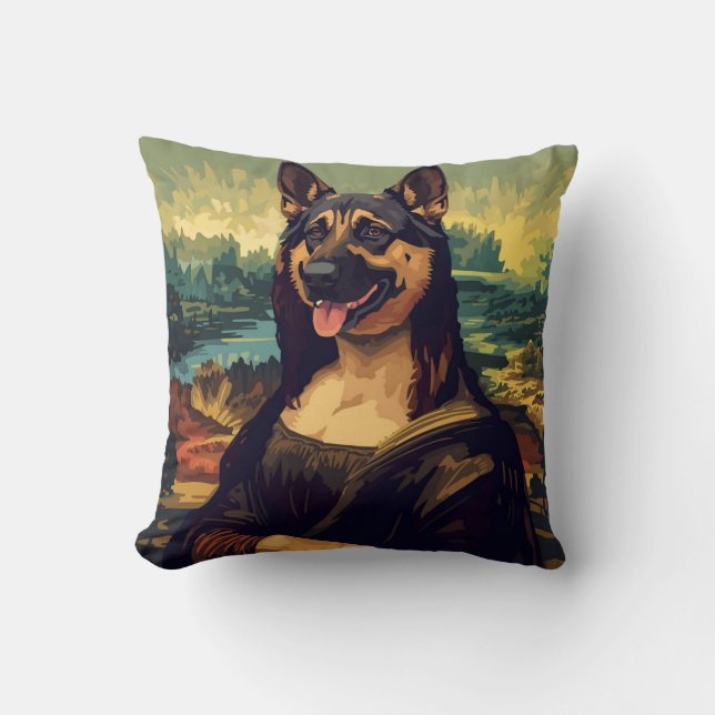 Renaissance Portrait–Inspired German Shepherd Art  Cushion (Front)