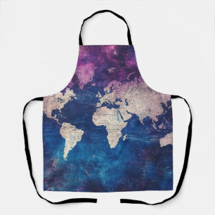 Renaissance Purple Celestial World Map Apron