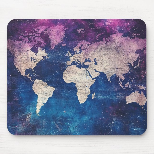 Renaissance Purple Celestial World Map Mouse Pad (Front)