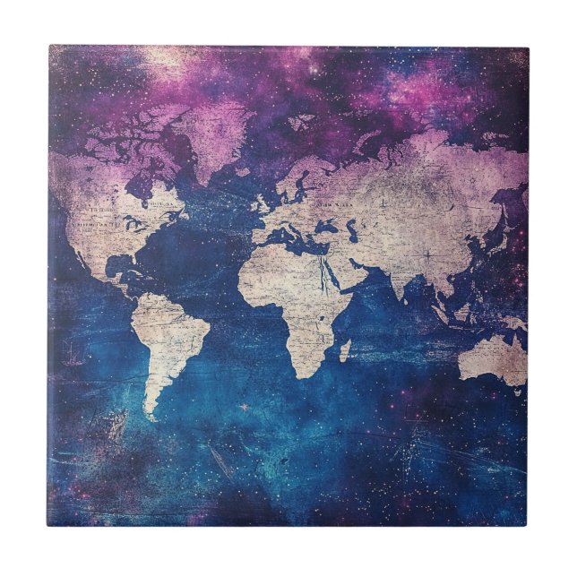 Renaissance Purple Celestial World Map Tile (Front)