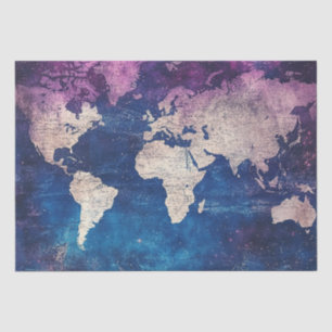 Renaissance Purple Celestial World Map Tissue Paper