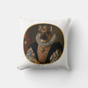 Renaissance Queen Portrait German Shepherd Cushion