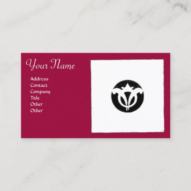 RENAISSANCE Red Black White Geometric Floral Business Card (Front)