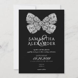 Renaissance Regency Ornate Bow Black AIO Wedding Invitation